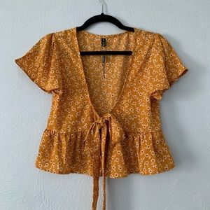 ZAFUL yellow front tie top